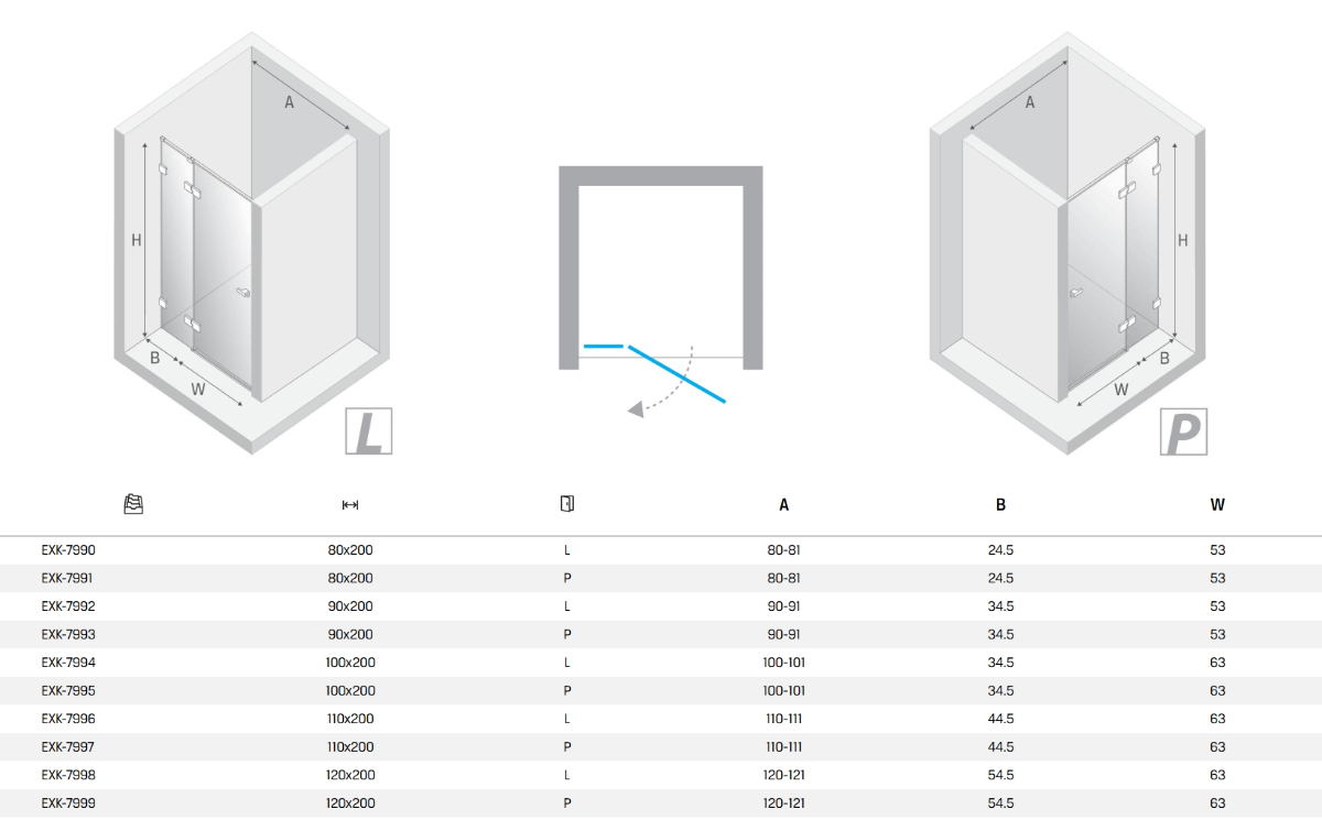 New Trendy eventa drzwi prysznicowe